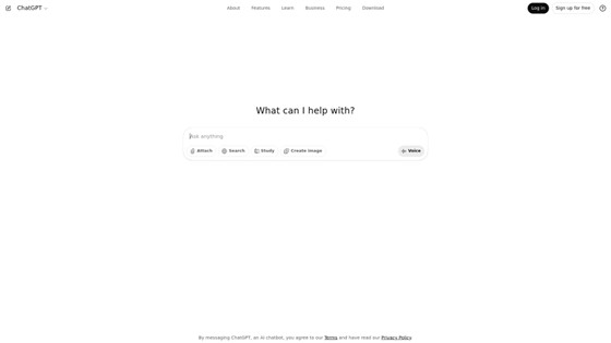 ChatGPT landing page homepage